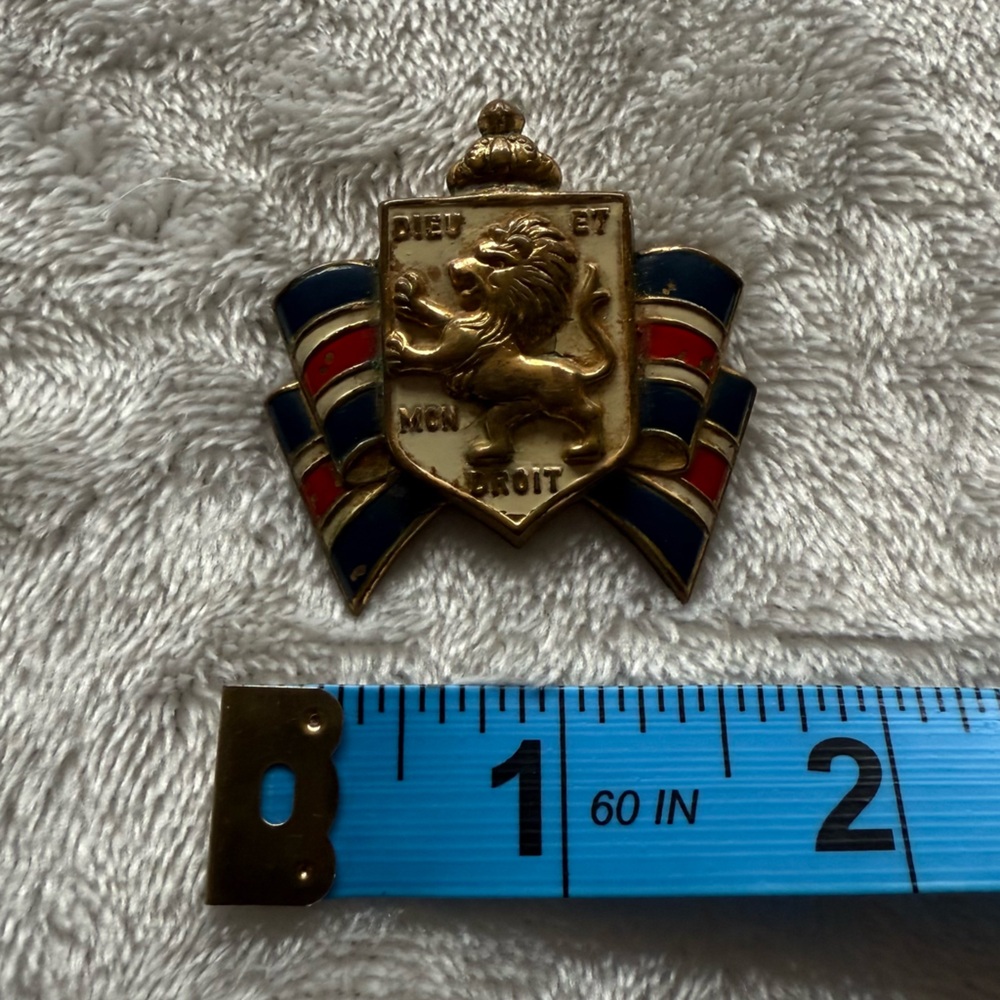 Vintage Diev Et Mon Droit WW2 Relief Pin - Picture 3 of 3